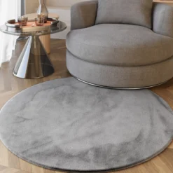 Esprit Teppich Rund Grau und sehr flauschig Hochflor "Alice"
