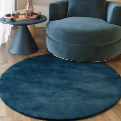Esprit Teppich Rund Petrol und sehr flauschig Hochflor 