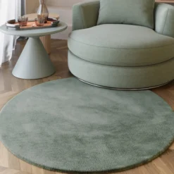 Esprit Teppich Rund Salbei Grün und sehr flauschig Hochflor "Alice"