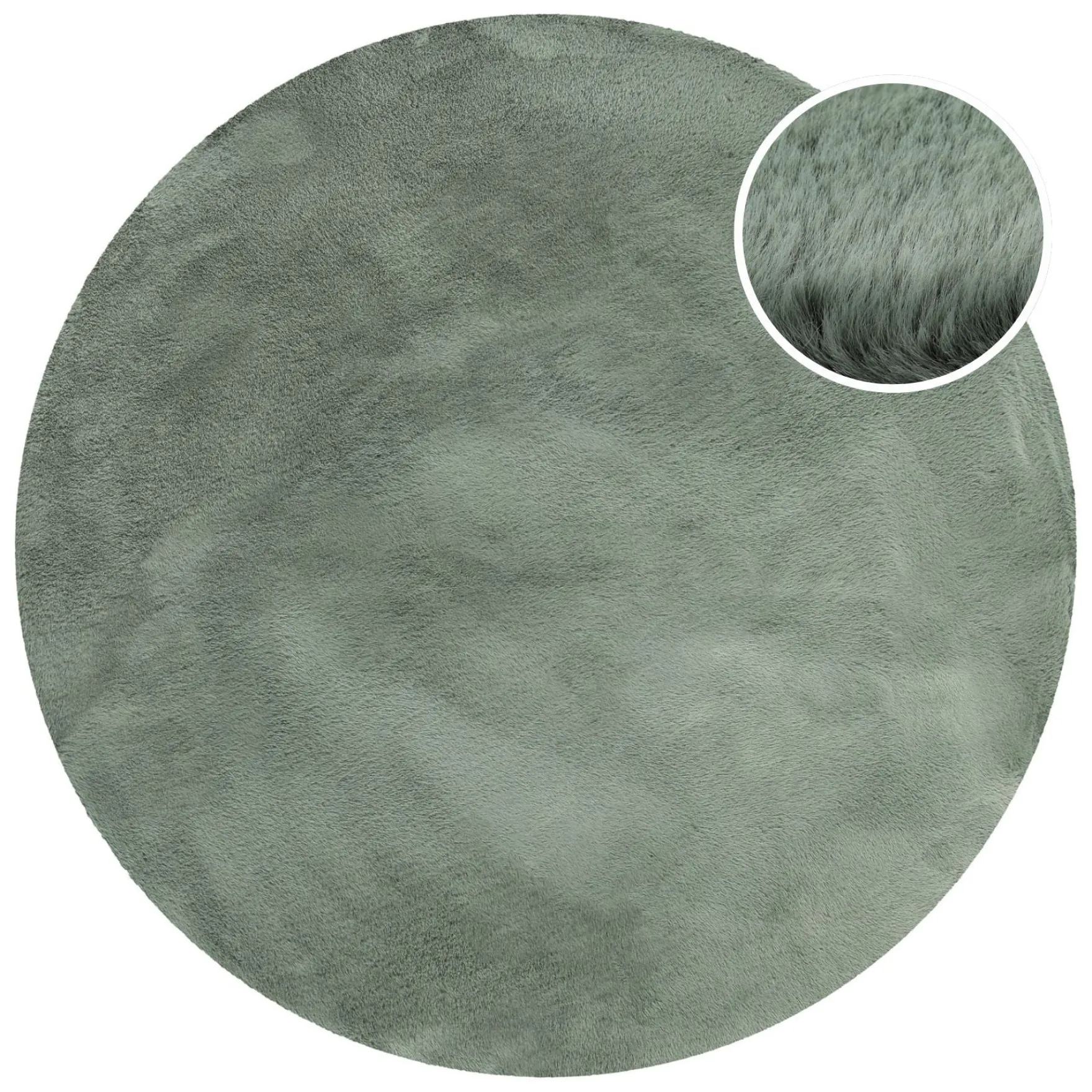 Esprit Teppich Rund Salbei Grün und sehr flauschig Hochflor "Alice"