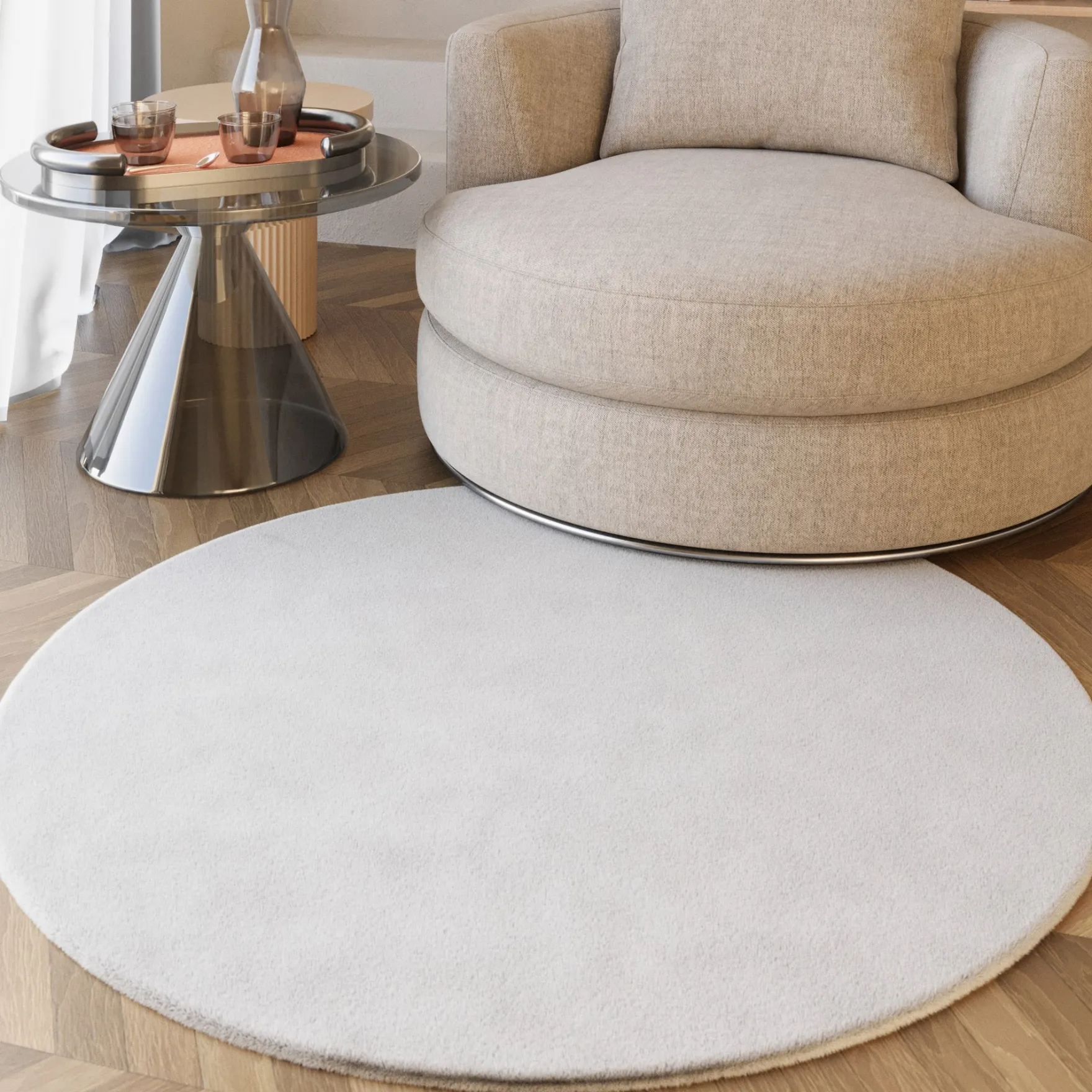Esprit Teppich Rund Weiß und sehr flauschig Hochflor "Alice"