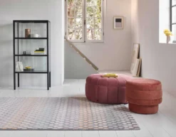Esprit Teppich Taupe Gelb Rosa Kurzflor 