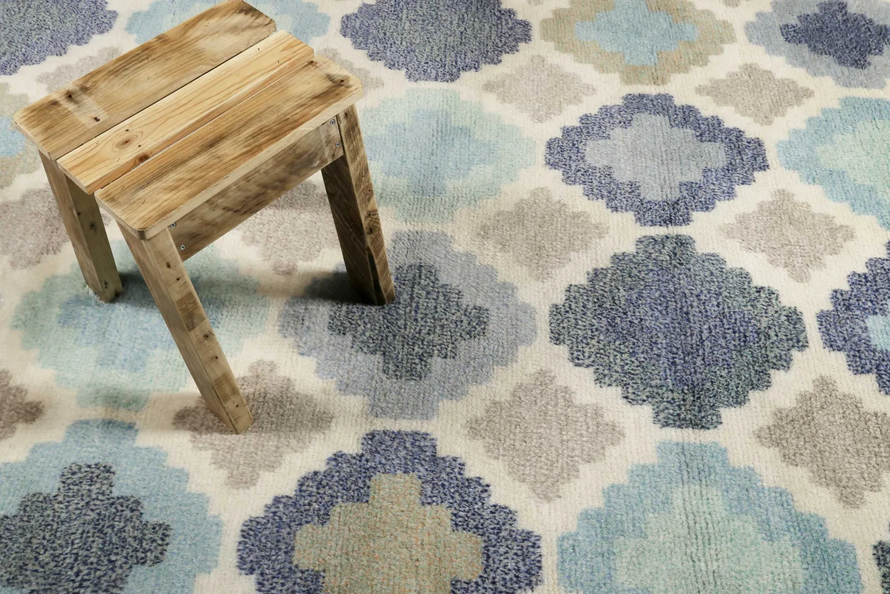 Esprit Teppich Türkis Blau handgewebt aus Wolle "Nilas Haute"