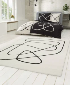 Esprit Teppich Weiß Schwarz Kurzflor "Artist"