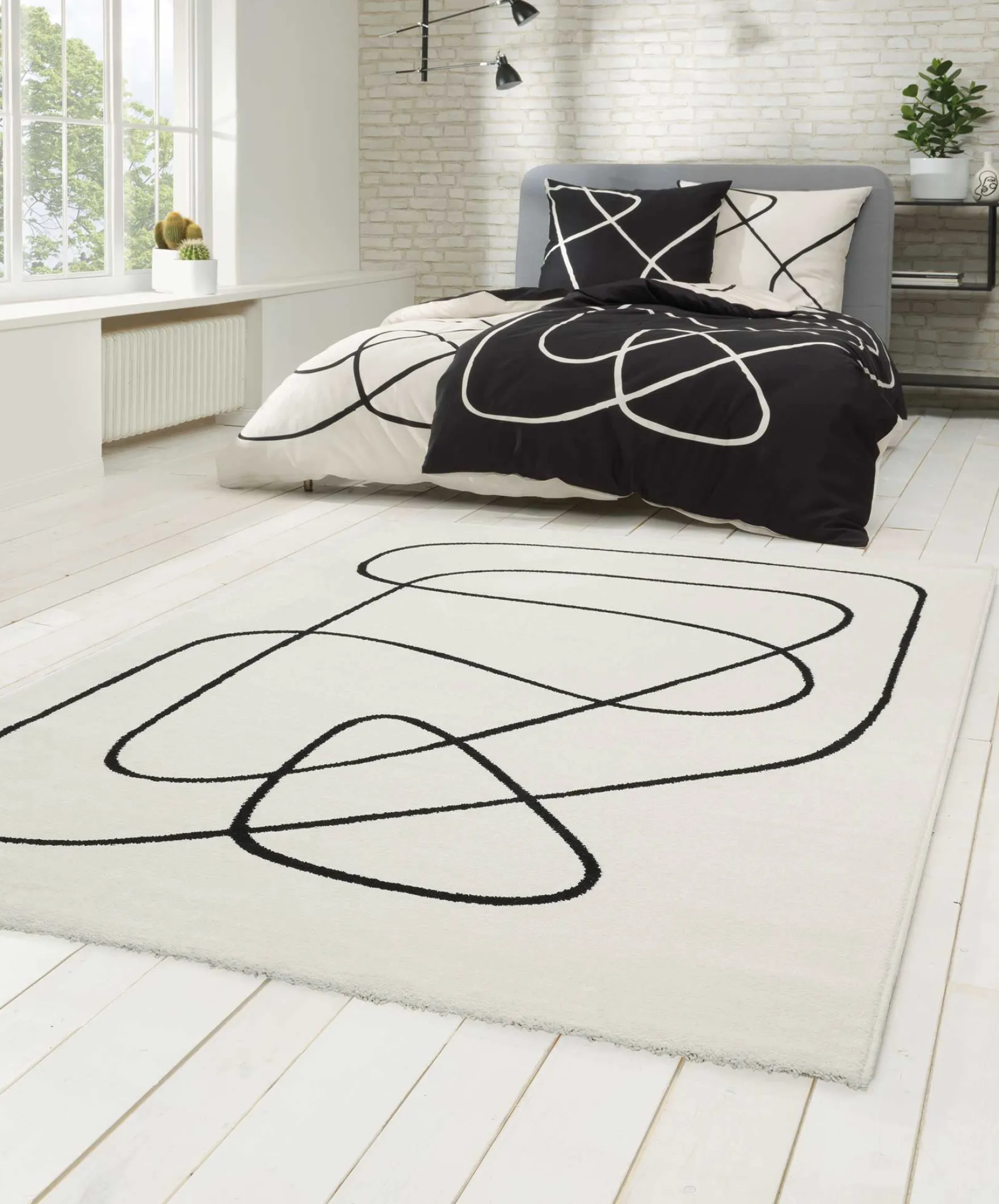 Esprit Teppich Weiß Schwarz Kurzflor "Artist"