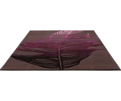 Esprit Teppich 200x200 Braun Feder Pink Lila