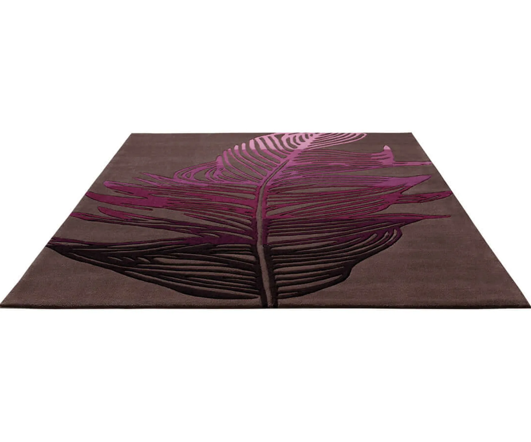 Esprit Teppich 200x200 Braun Feder Pink Lila