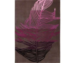 Esprit Teppich 200x200 Braun Feder Pink Lila