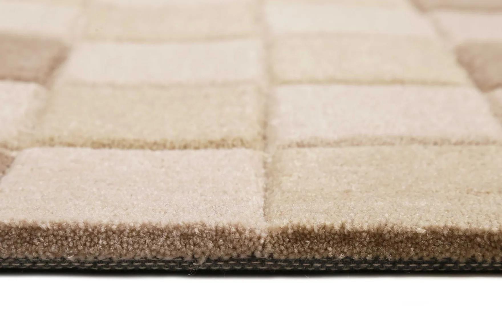 Esprit Wollteppich kariert Beige Braun "Pixel"