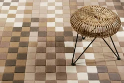 Esprit Wollteppich kariert Beige Braun