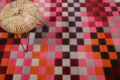 Esprit Wollteppich kariert Rot Pink Bunt 