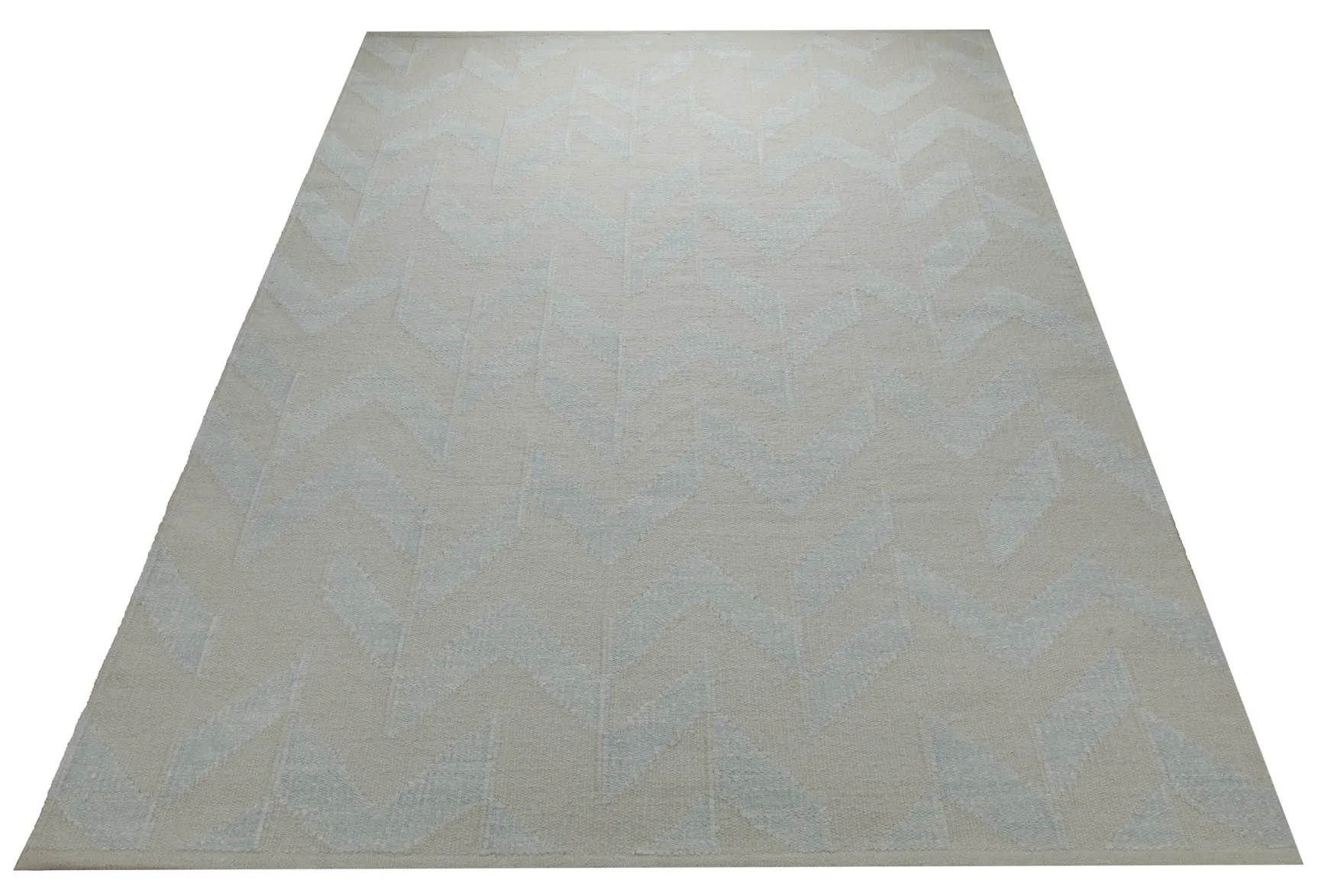 Fall Handwebteppich Wolle Chenille Chevron mint 160x230 cm
