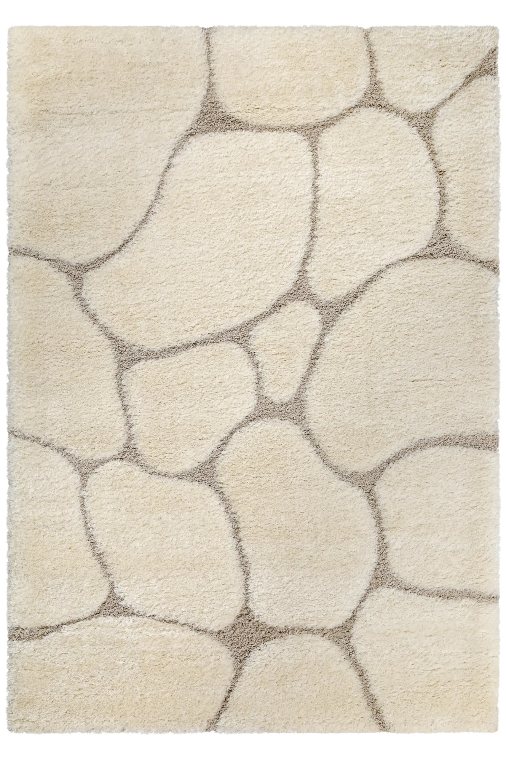 2 für 1 Aktion: Hochflor Teppich Creme Beige "Stoney" 133 x 190 cm