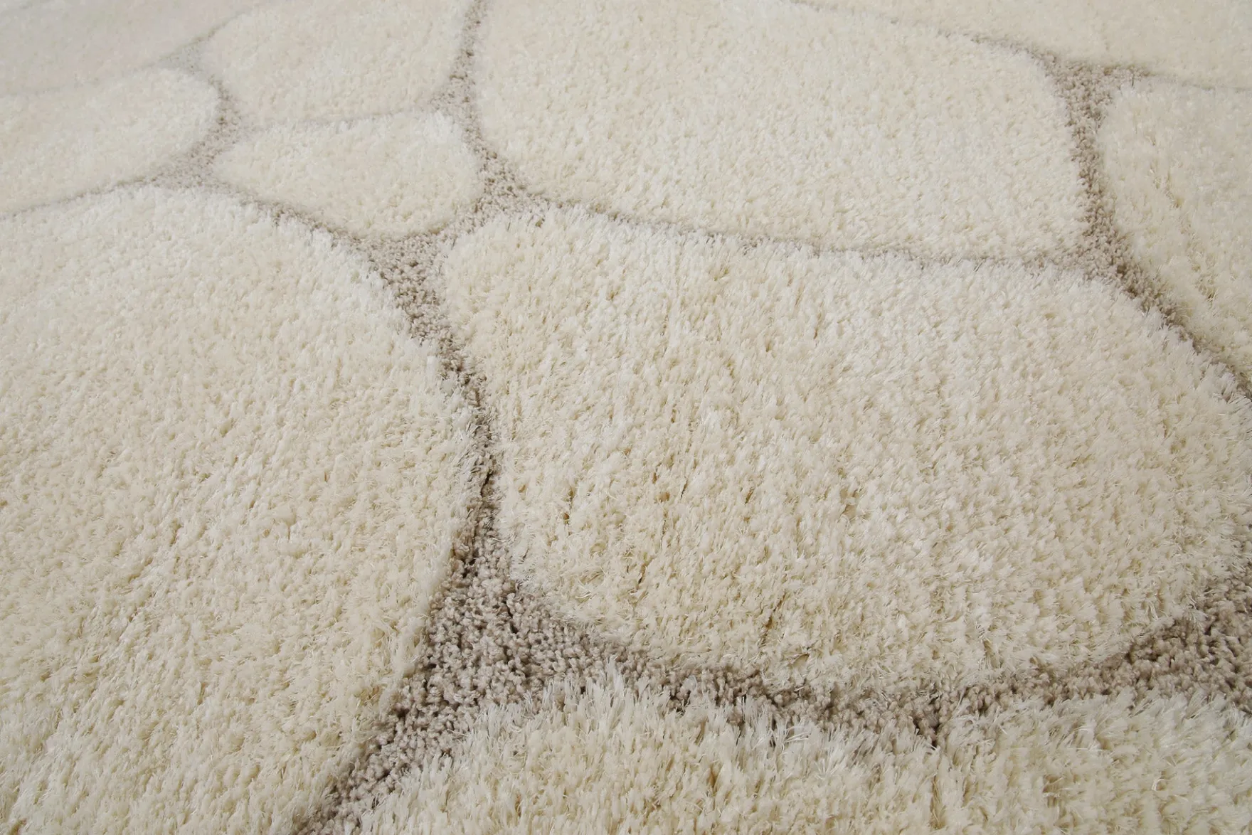 2 für 1 Aktion: Hochflor Teppich Creme Beige "Stoney" 80 x 150 cm