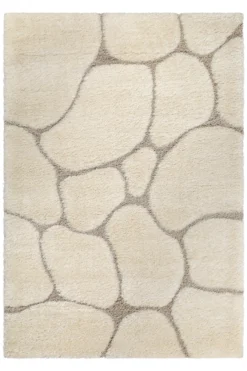 2 für 1 Aktion: Hochflor Teppich Creme Beige "Stoney" 80 x 150 cm