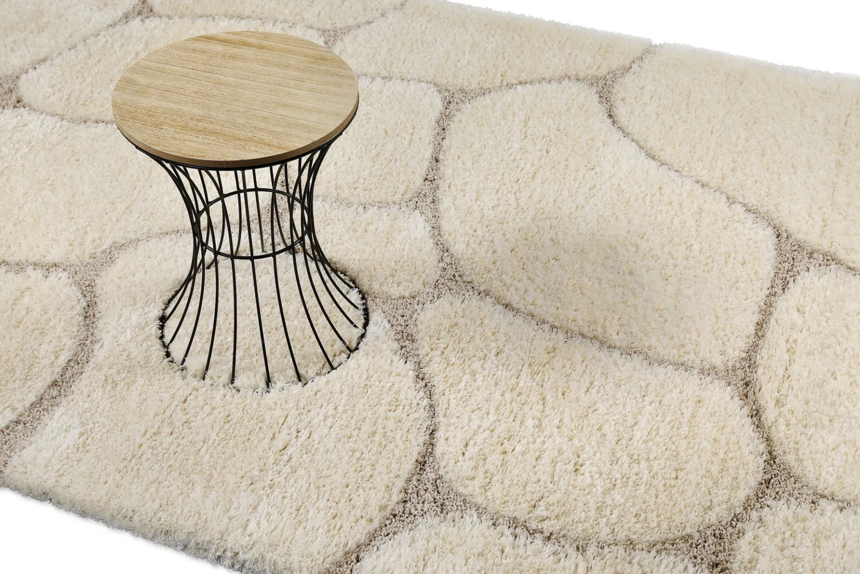 2 für 1 Aktion: Hochflor Teppich Creme Beige "Stoney" 80 x 150 cm