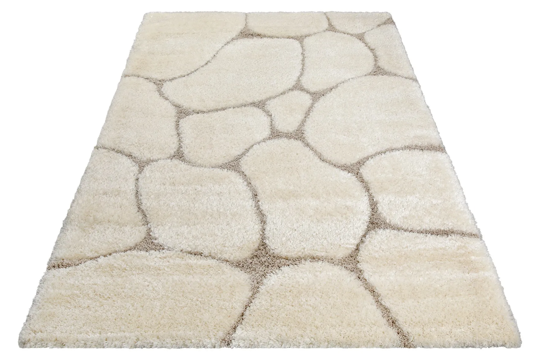2 für 1 Aktion: Hochflor Teppich Creme Beige "Stoney" 80 x 150 cm