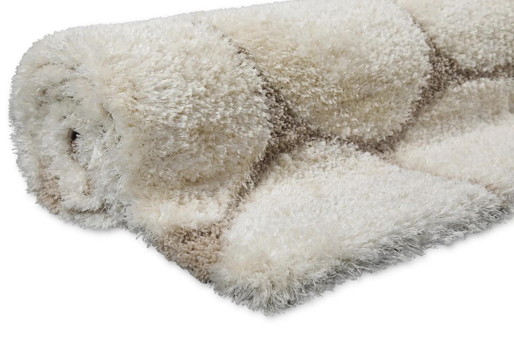 2 für 1 Aktion: Hochflor Teppich Creme Beige "Stoney" 80 x 150 cm