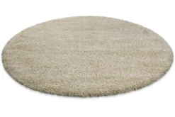 2 für 1 Aktion: Hochflor Teppich Rund Beige 