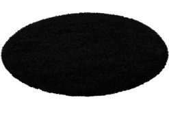 2 für 1 Aktion: Hochflor Teppich Rund Schwarz 