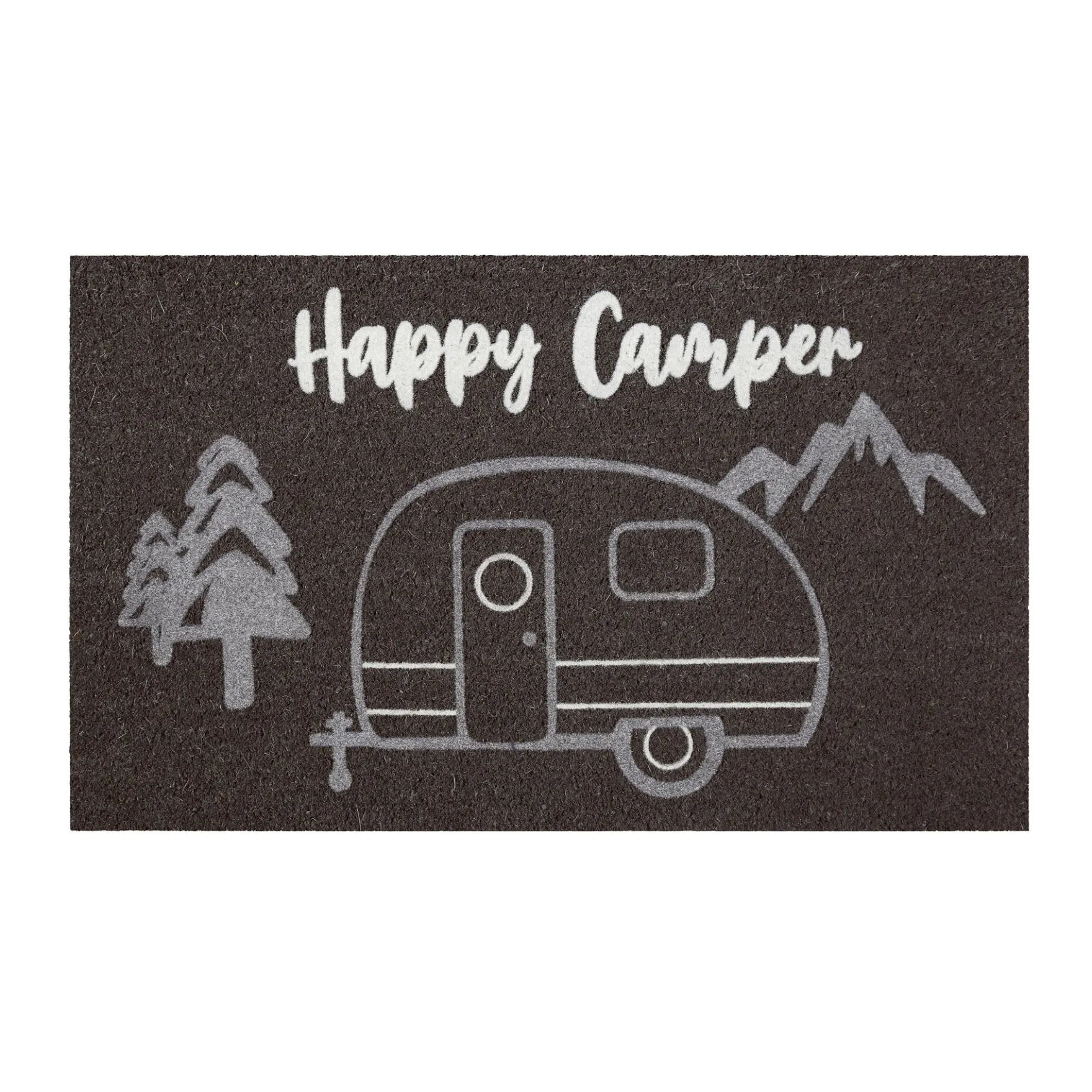 Fußmatte aus Kokosfaser Anthrazit Grau "Happy Camper" WECONhome