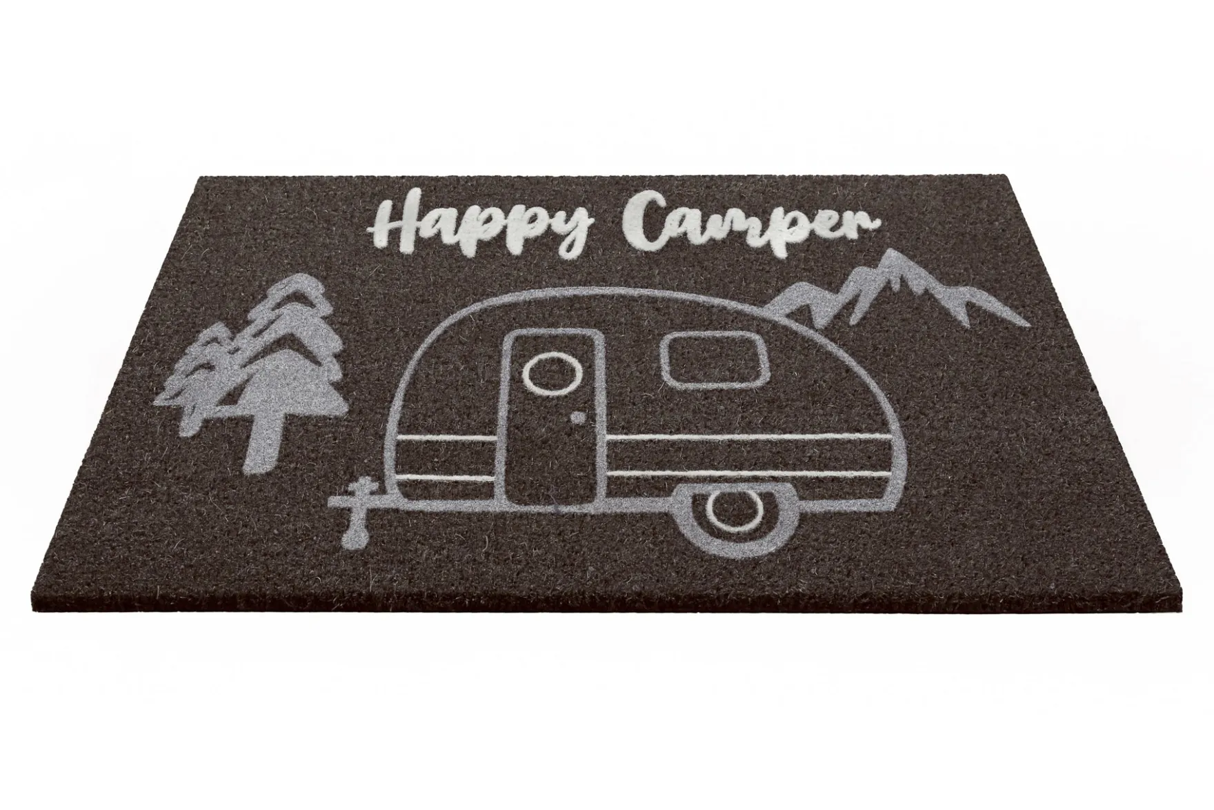 Fußmatte aus Kokosfaser Anthrazit Grau "Happy Camper" WECONhome