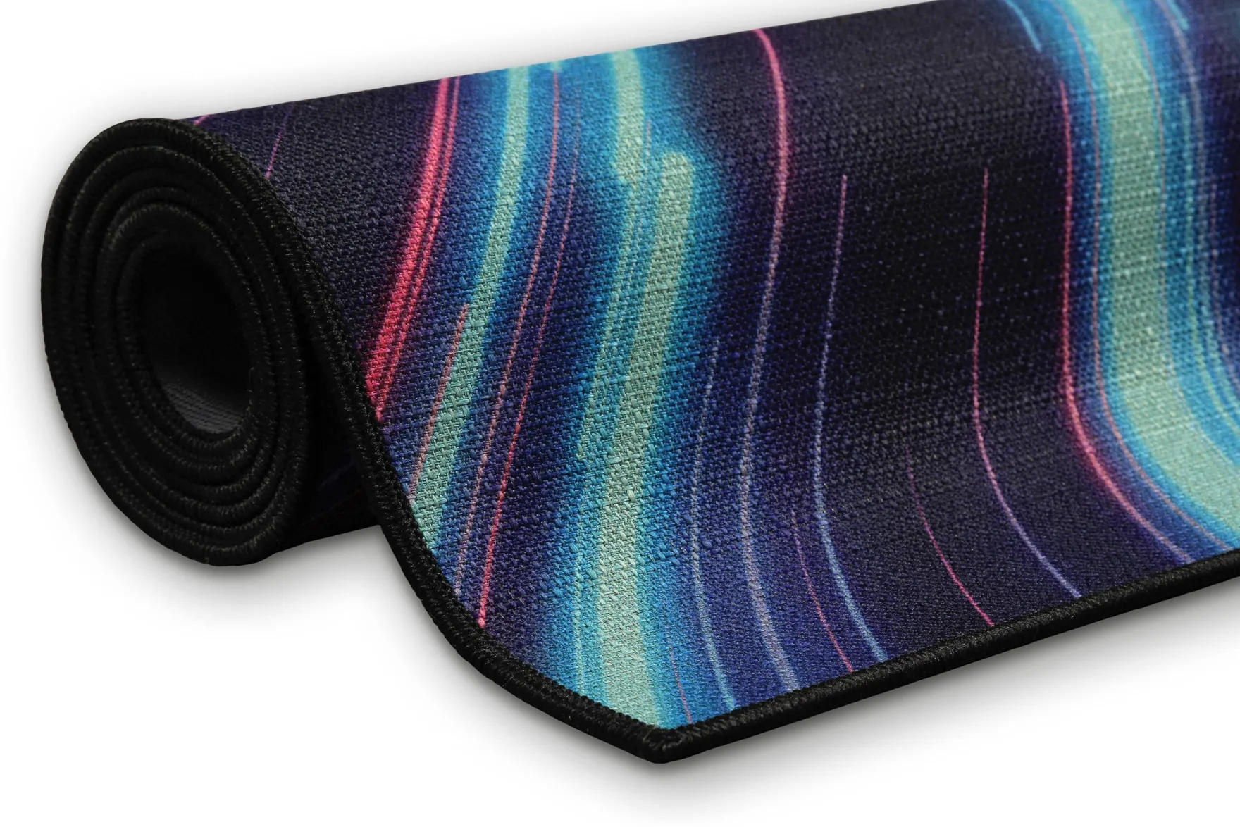Gewebter Gamerteppich bedruckt Schwarz Multi "Neon Horizon" WECONhome