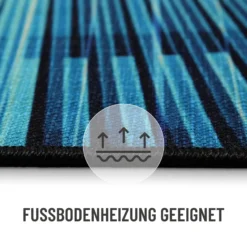Gewebter Gamerteppich bedruckt Blau Schwarz "Cyber Swirl" WECONhome