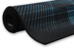 Gewebter Gamerteppich bedruckt Blau Schwarz "Cyber Swirl" WECONhome