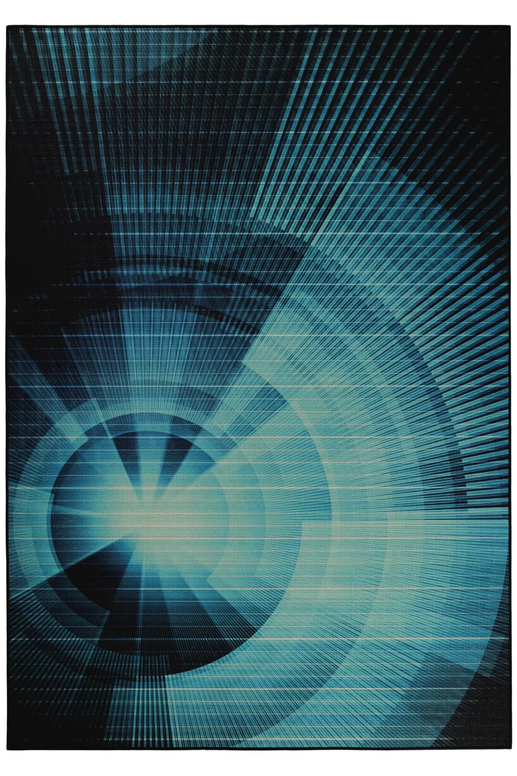 Gewebter Gamerteppich bedruckt Blau Schwarz "Cyber Swirl" WECONhome