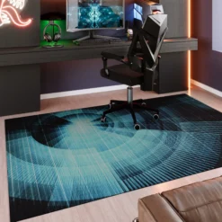 Gewebter Gamerteppich bedruckt Blau Schwarz
