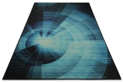 Gewebter Gamerteppich bedruckt Blau Schwarz