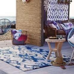 Handgearbeiteter ESPRIT Teppich beige blau "Cove"