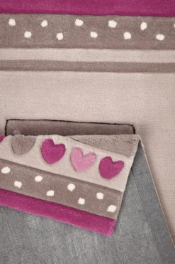 Handgearbeiteter Kinderzimmer Teppich beige rosa "Kitty Kat"
