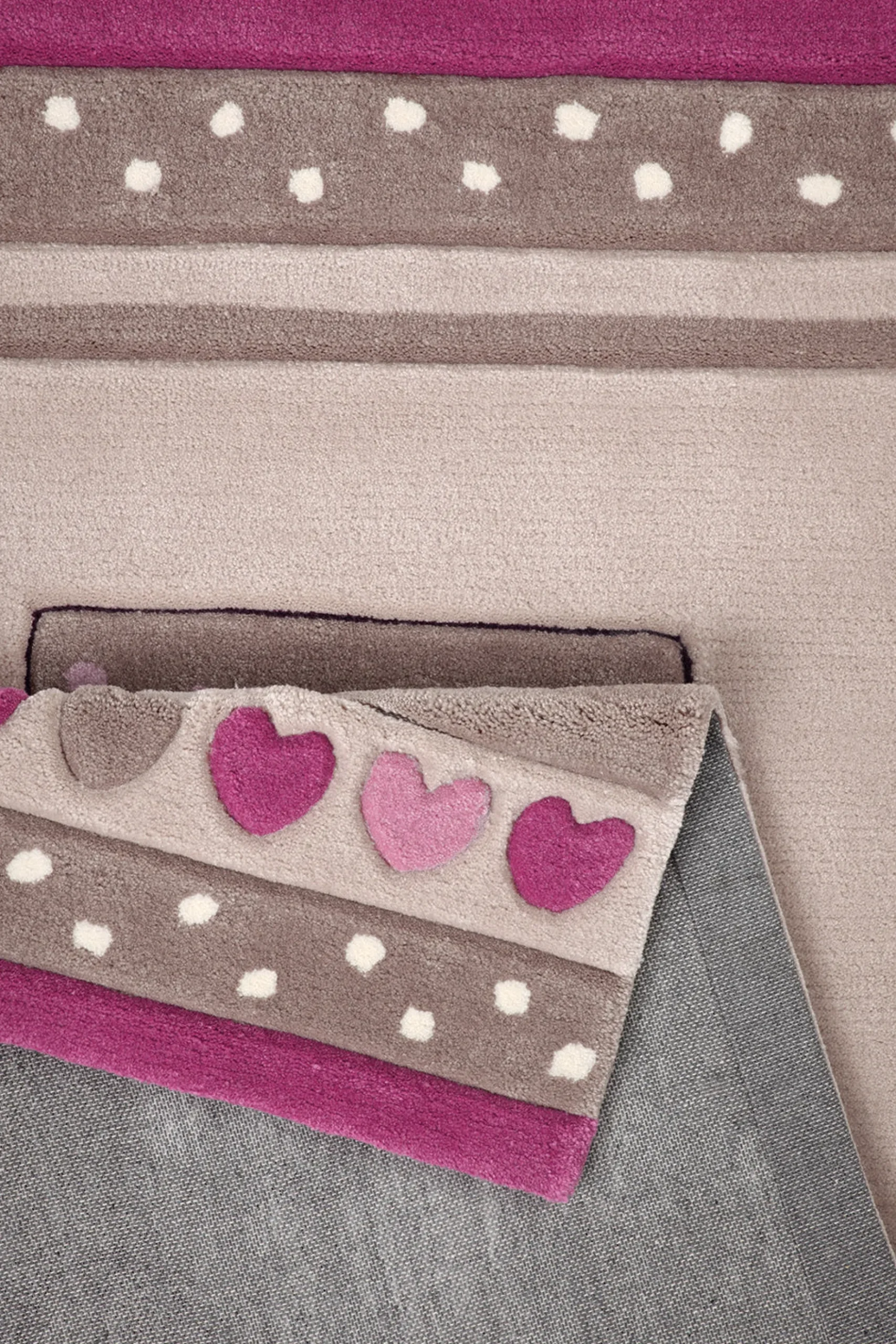 Handgearbeiteter Kinderzimmer Teppich beige rosa "Kitty Kat"
