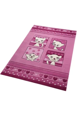 Handgearbeiteter Kinderzimmer Teppich pink rosa "Kitty Kat"