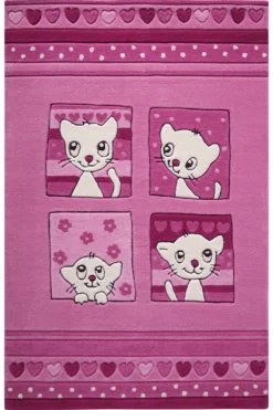 Handgearbeiteter Kinderzimmer Teppich pink rosa