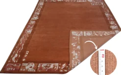 Handgeknüpfter Tibet Teppich in terra braun Retro Bordüre – Neuwertig