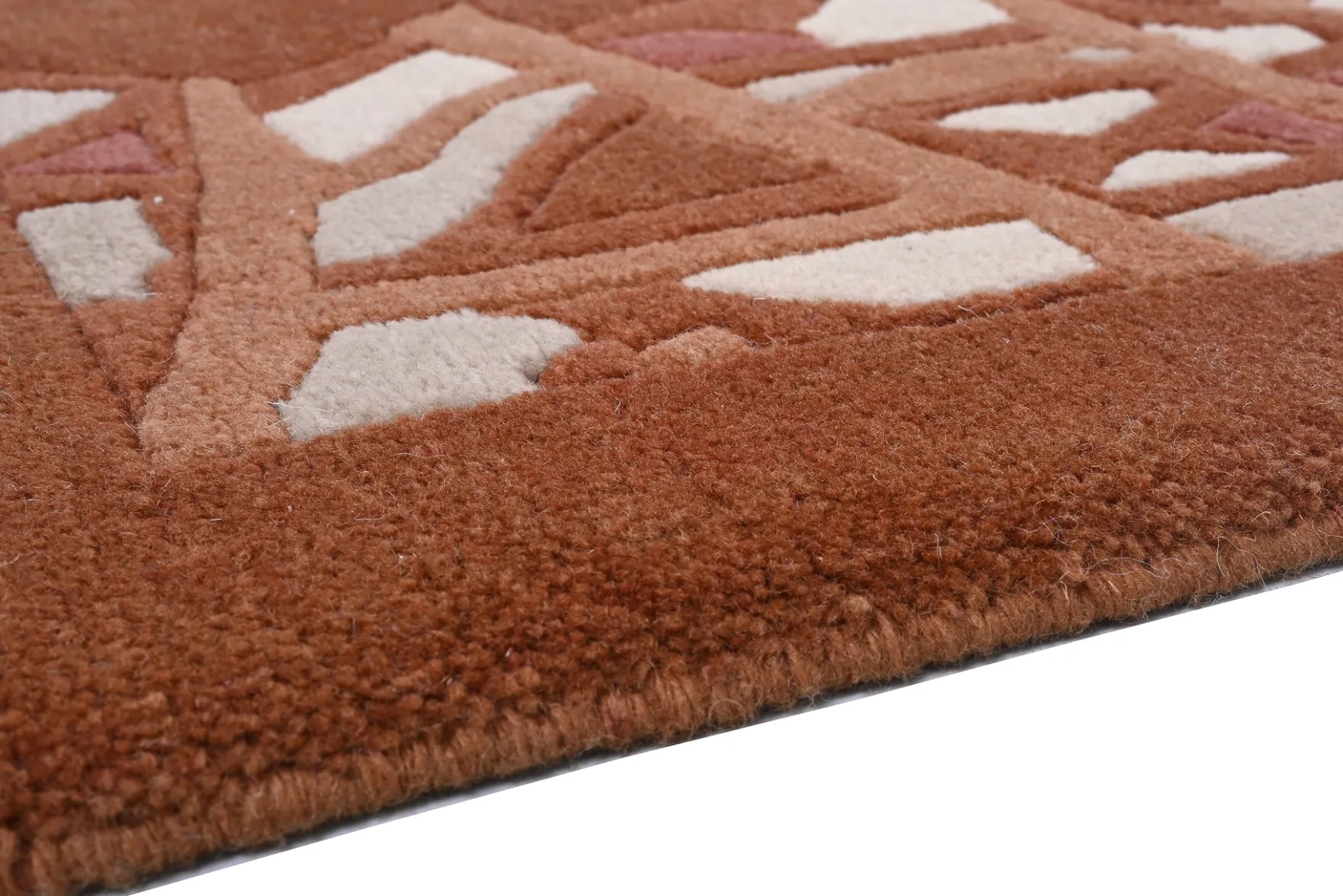 Handgeknüpfter Tibet Teppich in terra braun Retro Bordüre – Neuwertig