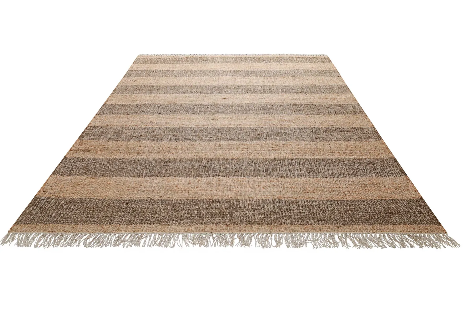 Handwebteppich Beige Braun aus Naturfaser "Virgil" Green Looop