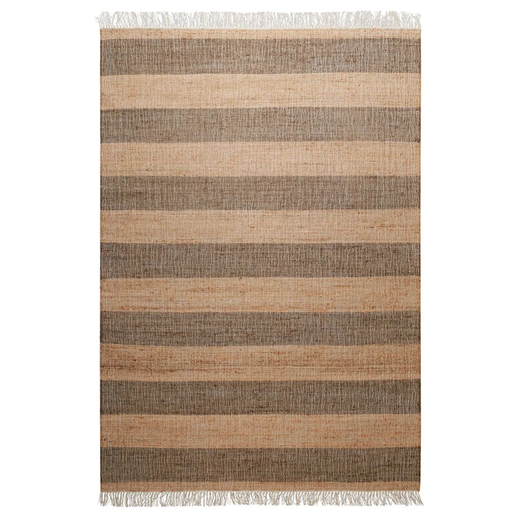 Handwebteppich Beige Braun aus Naturfaser "Virgil" Green Looop