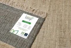 Handwebteppich Beige Grau aus Naturfaser "Viktor" Green Looop
