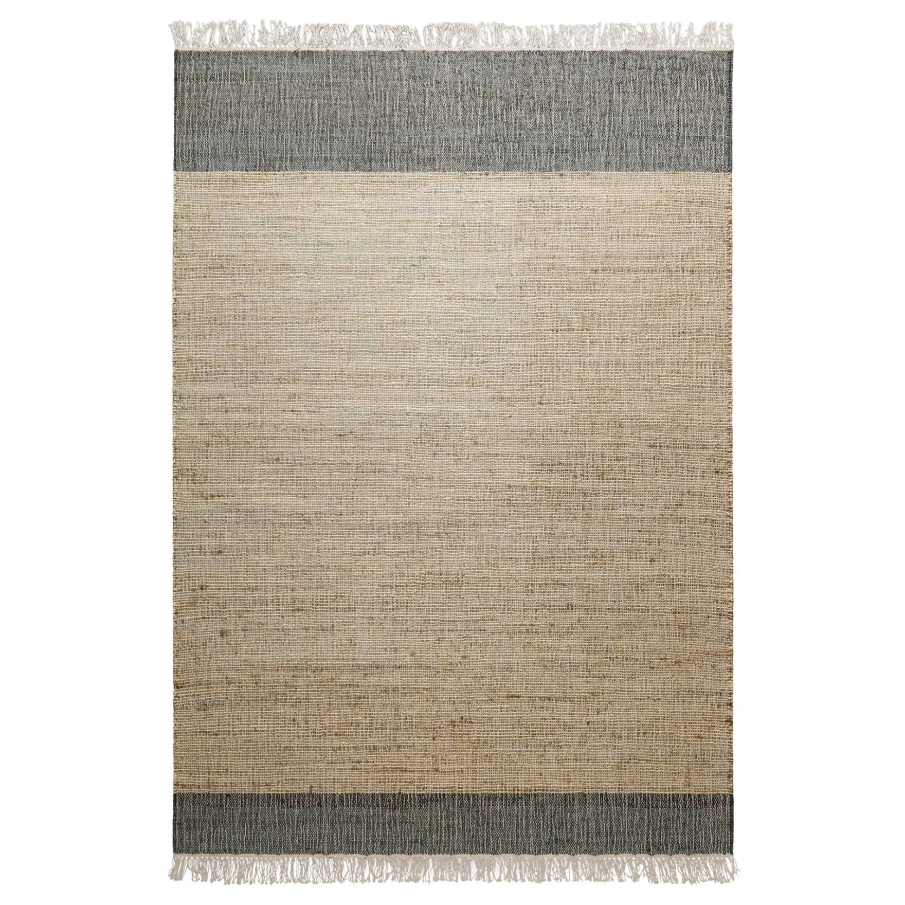 Handwebteppich Beige Grau aus Naturfaser "Viktor" Green Looop