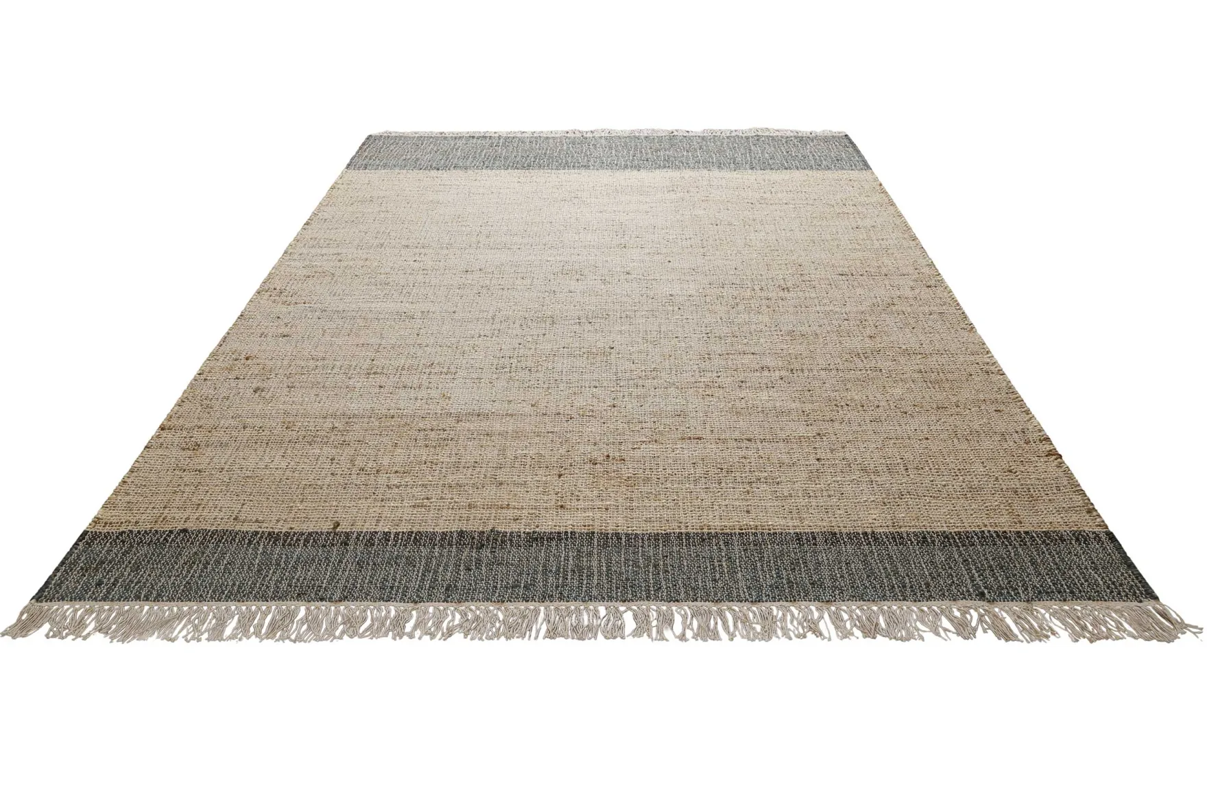 Handwebteppich Beige Grau aus Naturfaser "Viktor" Green Looop