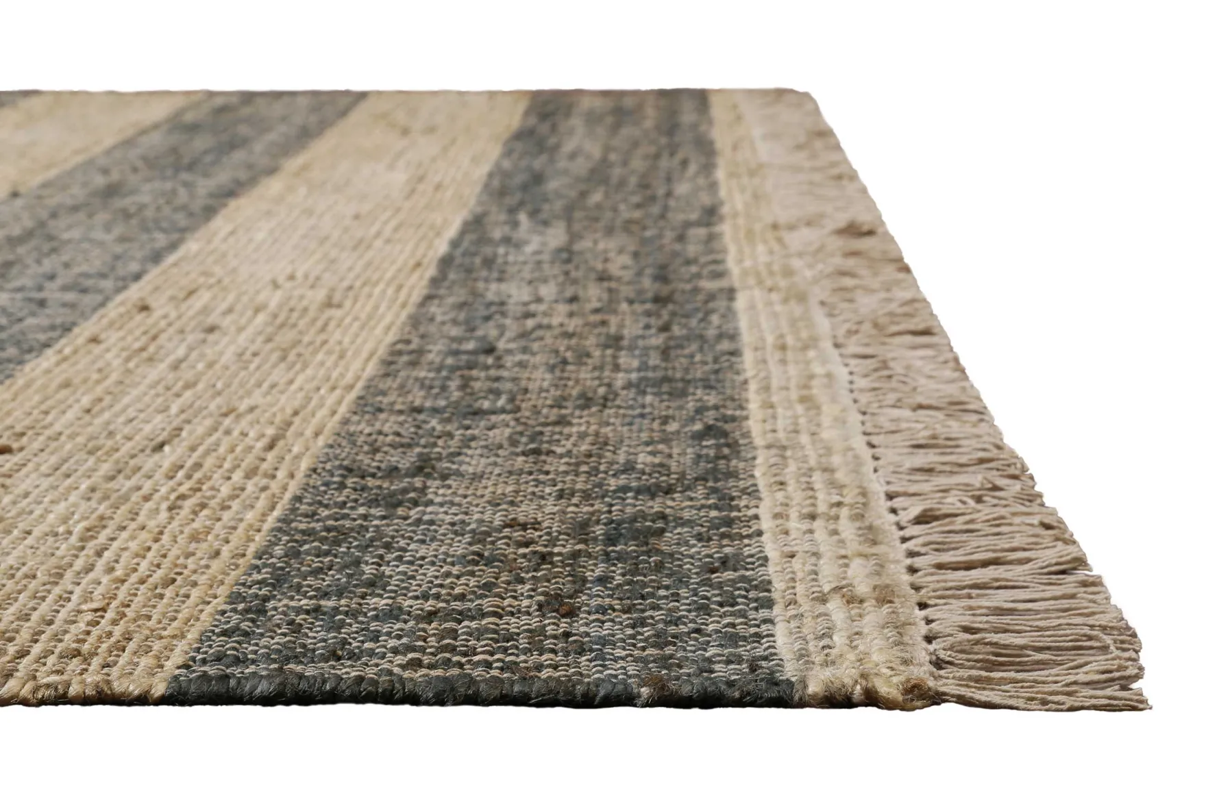 Handwebteppich Beige Grün aus Naturfaser "Virgil" Green Looop