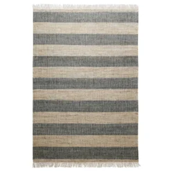 Handwebteppich Beige Grün aus Naturfaser