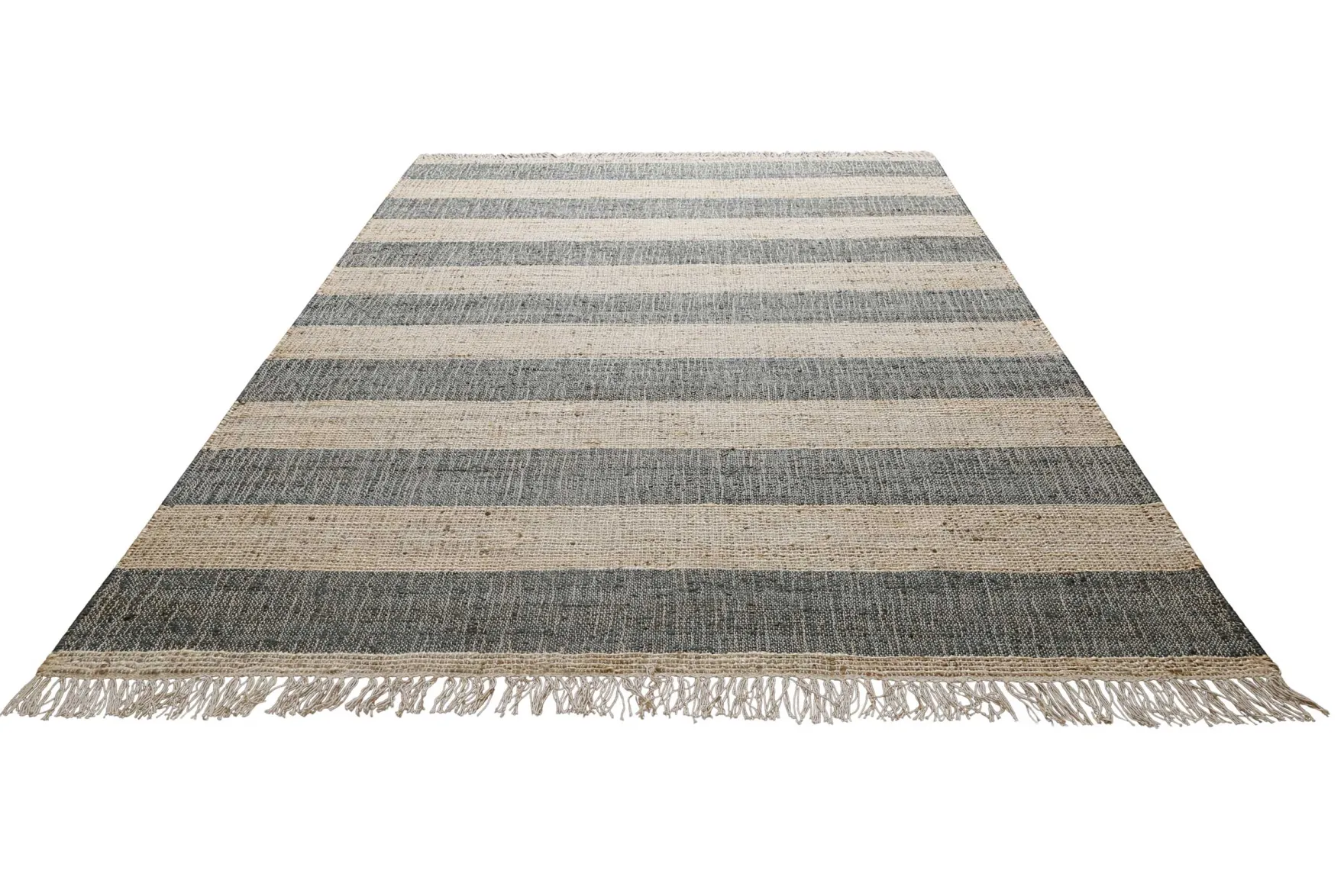 Handwebteppich Beige Grün aus Naturfaser "Virgil" Green Looop
