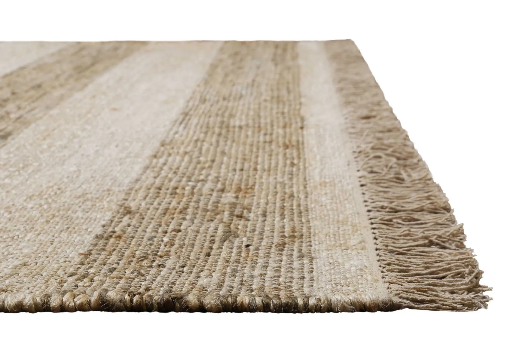 Handwebteppich Beige Sand aus Naturfaser "Virgil" Green Looop