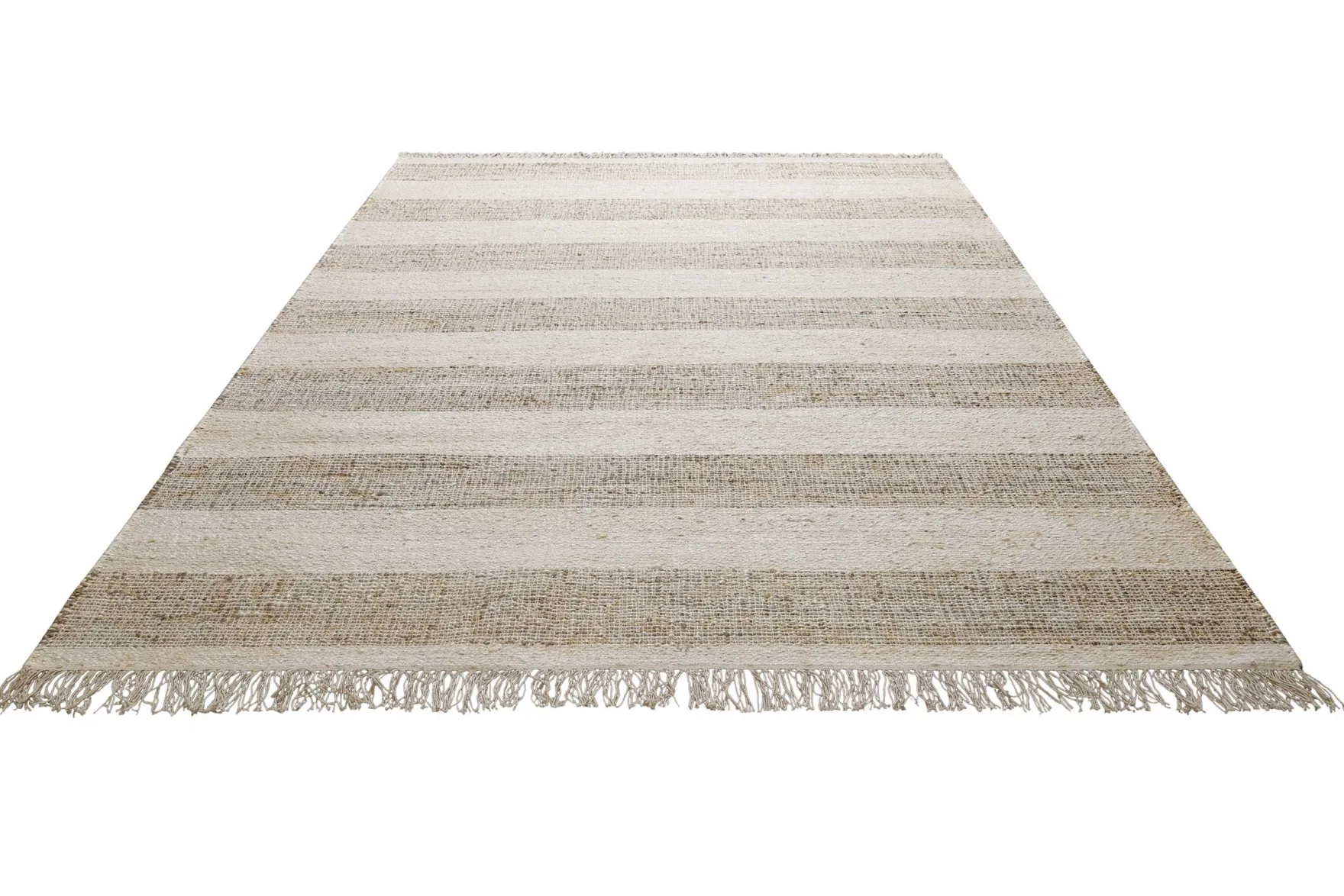 Handwebteppich Beige Sand aus Naturfaser "Virgil" Green Looop