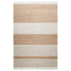 Handwebteppich Creme Beige Cognac aus Naturfaser